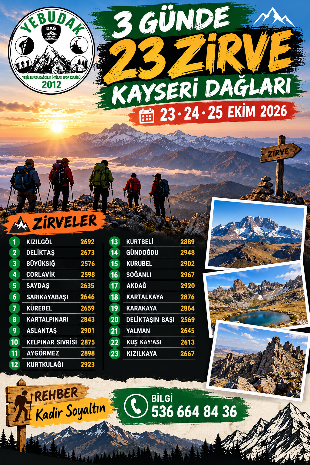 3 günde 23 Zirve Kayseri Tahtalı Dağları